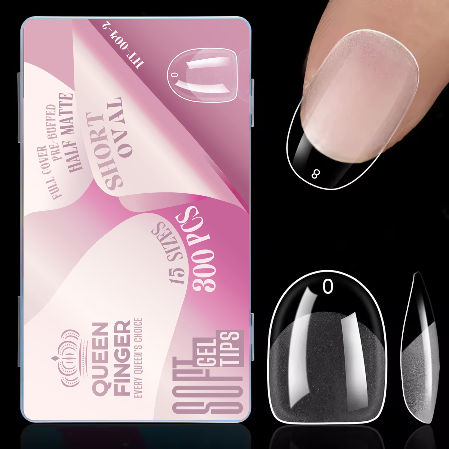 GV873 Soft Gel Nail Tips with Box – 300PCS Clear Gel X Nail Tips Full Cover Fake Nails Soft Acrylic Tips for Nail Extension Manicure at Home or Salon DIY Use for Women and Girls