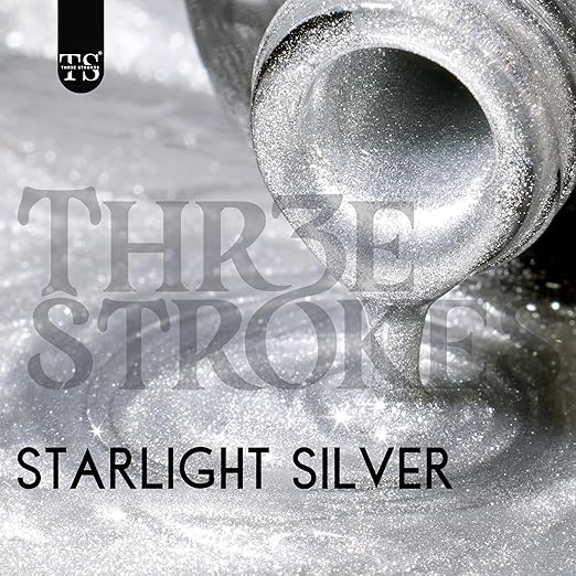 NP07 THR3E STROKES Cat Eye Gel Nail Polish 15Ml Gel Polish Soak Off U V Led Nail Lamp 1 Color Silver Shimmer Velvet Finish Gel Nail Polish Nail Art Manicure Salon Diy Home