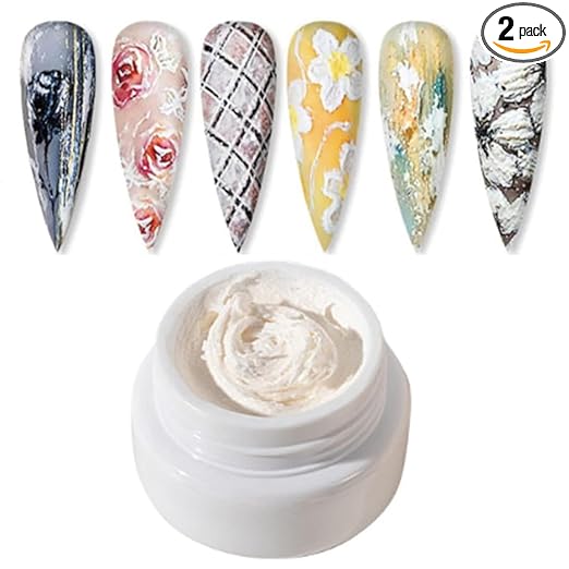 NP04 QUEENFINGER Nail DIY 3D Sand Texture Gypsum Gel Nail Plaster Drawing Design White Nail Gel Soak Off Nail Art Polish Varnish Decoration Manicure
