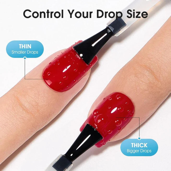 GV1124 THR3E STROKES Water Drop Gel Top Coat, 3D Rain Drop Effect Non-Wipe Glossy Shiny Nail Art Top coat, DIY Bubble Ice Dew Soak Off UV LED Gel Nail Polish at Home -7.5ML
