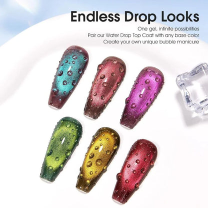 GV1124 THR3E STROKES Water Drop Gel Top Coat, 3D Rain Drop Effect Non-Wipe Glossy Shiny Nail Art Top coat, DIY Bubble Ice Dew Soak Off UV LED Gel Nail Polish at Home -7.5ML