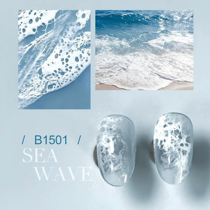 GV1129 THR3E STROKES Ocean Wave Blooming Gel Nail Polish 7.5ml, White Wave Blooming Liquid for Spreading Wave Effect, High Fluidity DIY Marble Nail Art, Use Over Uncured Base Gel