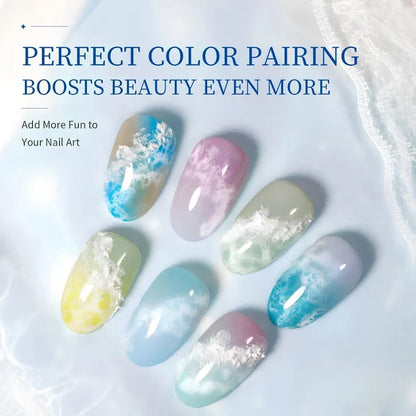 GV1129 THR3E STROKES Ocean Wave Blooming Gel Nail Polish 7.5ml, White Wave Blooming Liquid for Spreading Wave Effect, High Fluidity DIY Marble Nail Art, Use Over Uncured Base Gel