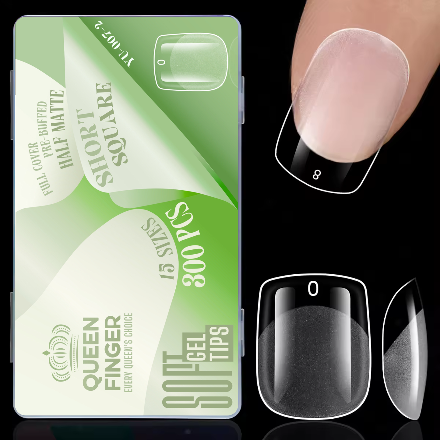 GV872 Soft Gel Nail Tips with Box – 300PCS Clear Gel X Nail Tips Full Cover Fake Nails Soft Acrylic Tips for Nail Extension Manicure at Home or Salon DIY Use for Women and Girls