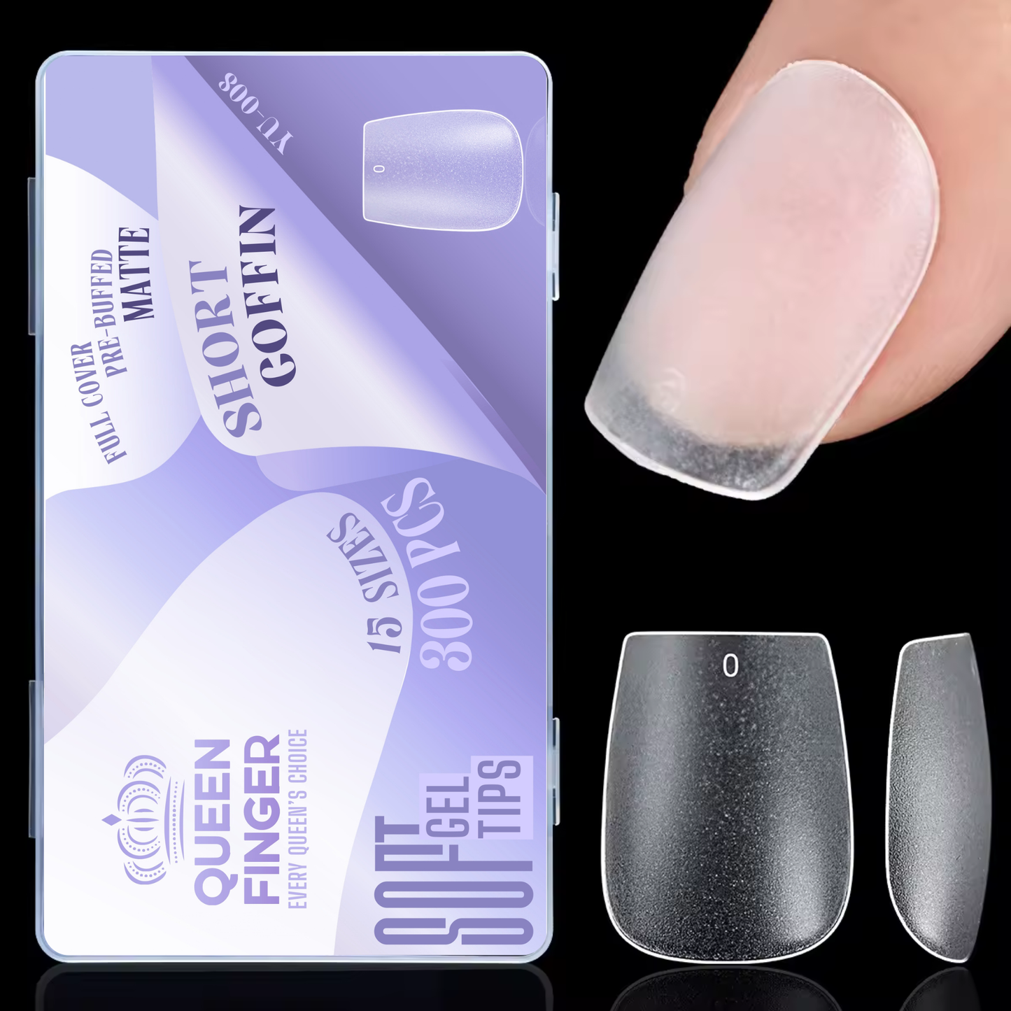 GV872 Soft Gel Nail Tips with Box – 300PCS Clear Gel X Nail Tips Full Cover Fake Nails Soft Acrylic Tips for Nail Extension Manicure at Home or Salon DIY Use for Women and Girls