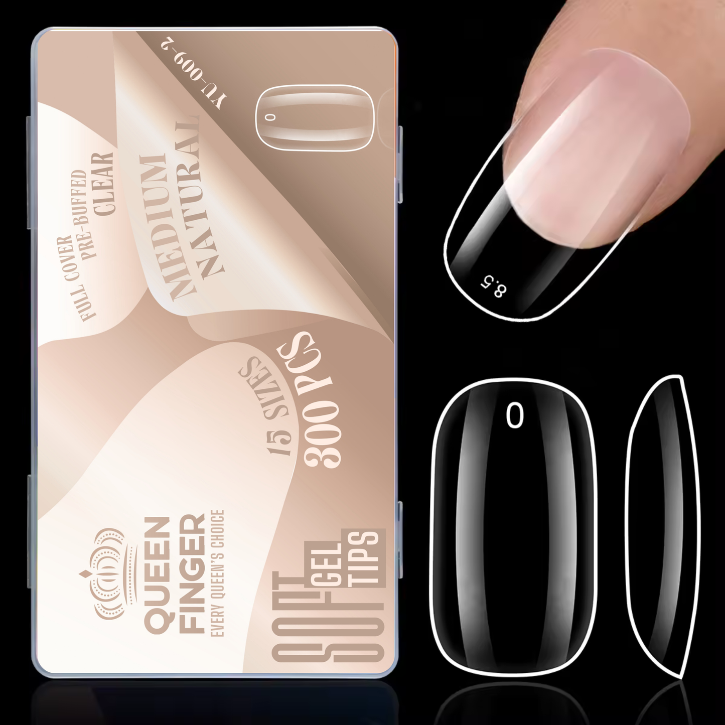 GV872 Soft Gel Nail Tips with Box – 300PCS Clear Gel X Nail Tips Full Cover Fake Nails Soft Acrylic Tips for Nail Extension Manicure at Home or Salon DIY Use for Women and Girls