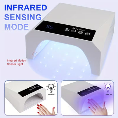 GV1131 SUN BM-20 42 LED UV Nail Lamp, Rechargeable Professional Nail Dryer with 30s/60s/90s Timer, Touch Control, Infrared Sensor & Removable Base for Gel Polish