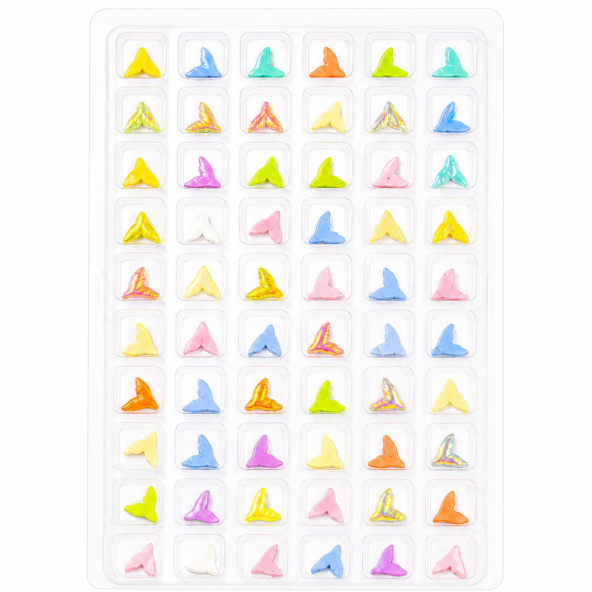 GV1085 3D Mermaid Tail Nail Charms Set – Pastel & Aurora Resin Nail Art Decorations for Acrylic, Gel & DIY Manicure (60 Pcs Assorted Colors)