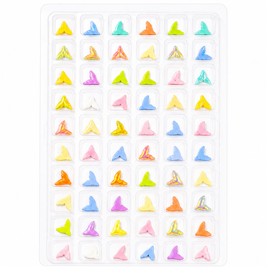 GV1085 3D Mermaid Tail Nail Charms Set – Pastel & Aurora Resin Nail Art Decorations for Acrylic, Gel & DIY Manicure (60 Pcs Assorted Colors)