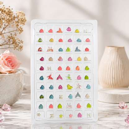 GV1087 Mixed 3D Nail Charms Set – Heart, Butterfly, Star & Mermaid Tail Resin Nail Art Decorations for Acrylic, Gel & DIY Manicure (60 Pcs Assorted Designs)