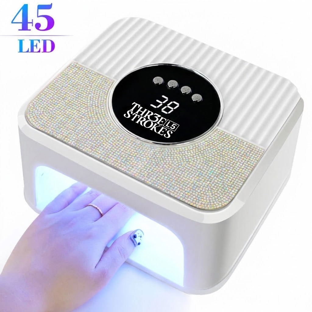 GV1230 THR3E L5 STROKES 268W Professional UV/LED Gel Nail Dryer Lamp - High-Power 45-LED Curing Light with Smart Infrared Auto-Sensor, Low Heat Mode & Glitter Textured Dome Accent