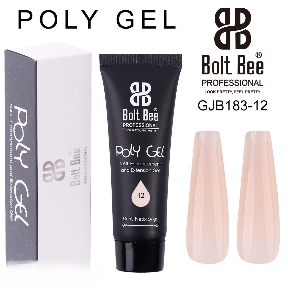 Bolt Bee Poly Gel (#12 Light Pink Nude, 15g) | Hybrid Extension Gel