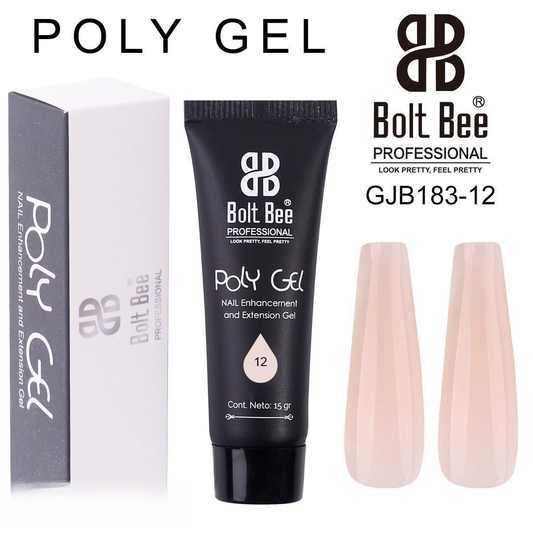Bolt Bee Poly Gel (#12 Light Pink Nude, 15g) | Hybrid Extension Gel