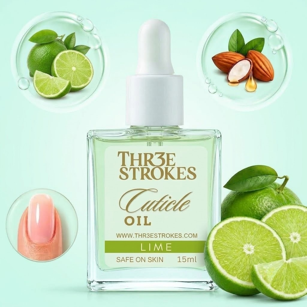 GV1188 THR3E STROKES Lime Revitalizing Cuticle Oil - Hydrating Oil For Repaired Cuticles Overnight - Remedy For Damaged Skin And Thin Nails - Paraben/Cruelty-Free Formula 15ML (LIME)