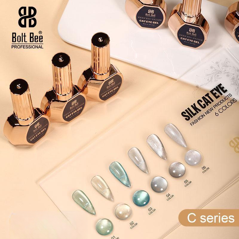 Bolt Bee Silk Cat Eye Gel Set (C Series, 6 Colors) | Magnetic UV/LED Gel
