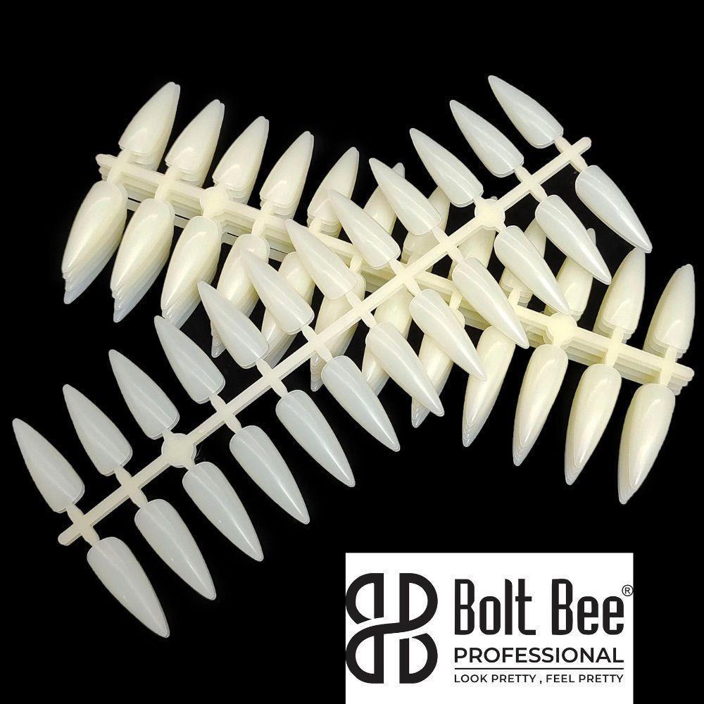 Bolt Bee Almond Stiletto Nail Art Display Tips – 240 Pcs Natural Swatch