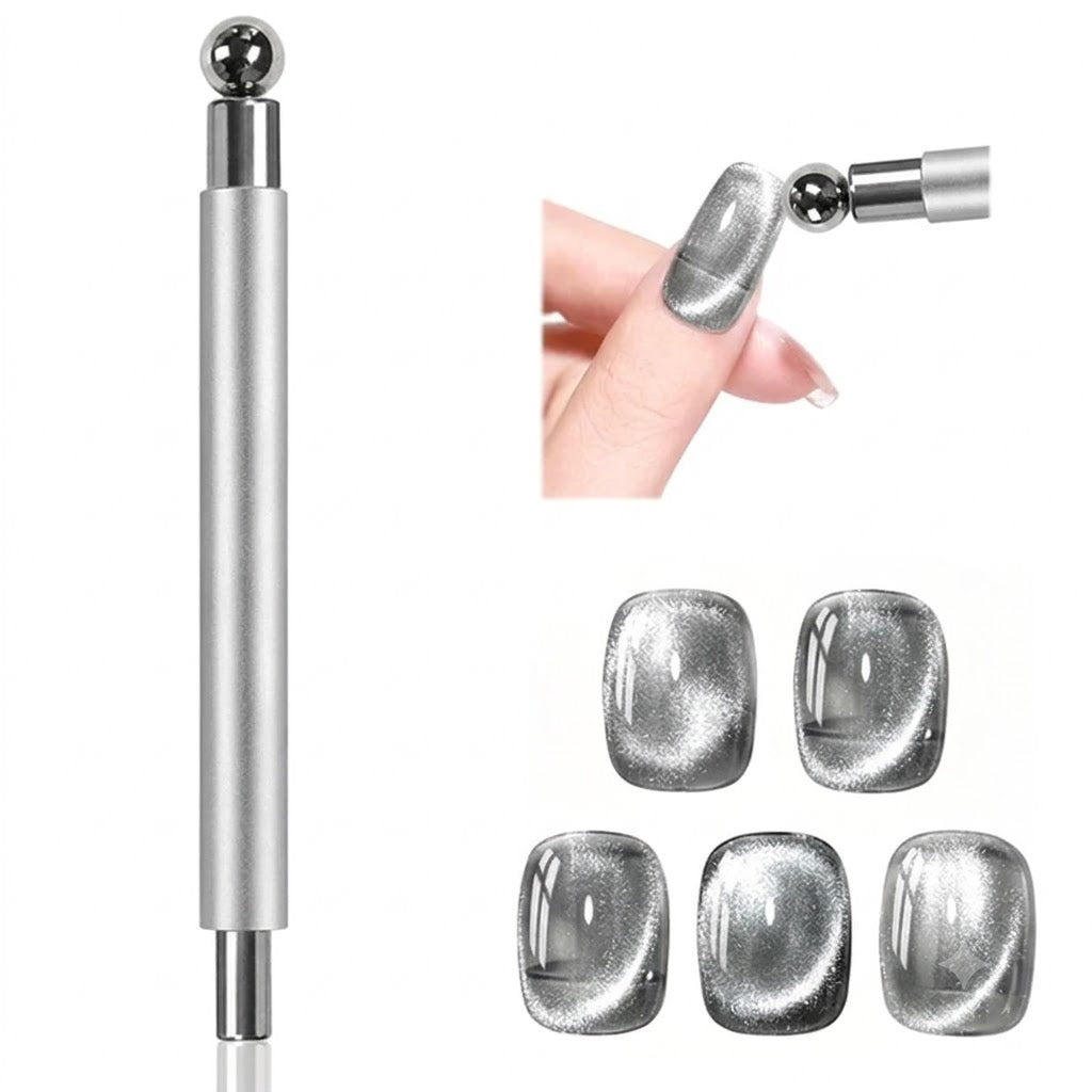 GV778 THR3E STROKES Essentials Cat Eye Magnetic For Nails Double-head Nail Magnet Sturdy Cat Eye Magnet For Nails With Round Magnetic Bead Multifunctional Magnet For Cat Eye Gel Polish Home Diy (Ball Magnet)
