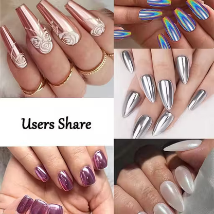 GV690 Mirror Chrome Nail Powder Set – 12 Colors Metallic Holographic Multicolor Nail Pigment (Each 0.5gm)
