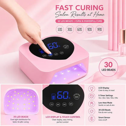 GV1138 UV LED Nail Lamp Cordless 72W Portable Nail Dryer Light Rechargeable UV Light for Gel Nails Polish