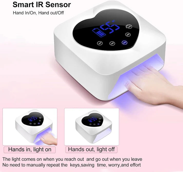 GV1138 UV LED Nail Lamp Cordless 72W Portable Nail Dryer Light Rechargeable UV Light for Gel Nails Polish