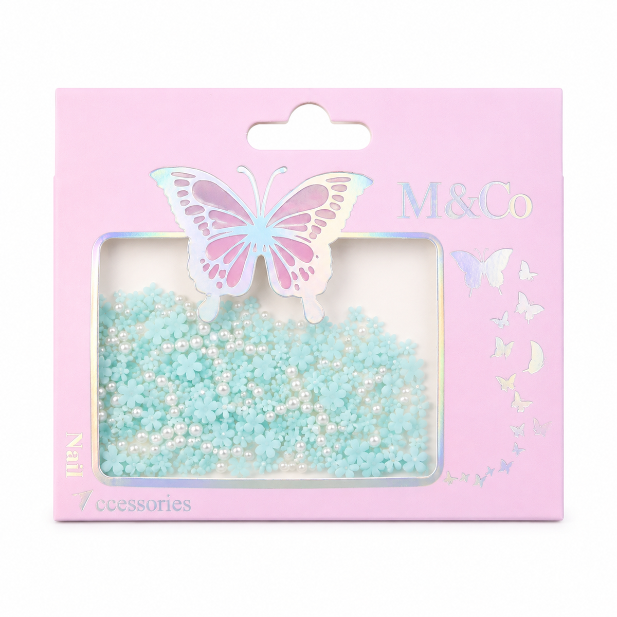GV1126 THR3E STROKES 3D Flower Nail Art Charms with Pearl Beads – Mixed-Size Nail Decorations for Acrylic, Gel Nails, DIY Manicure & Nail Art Accessories