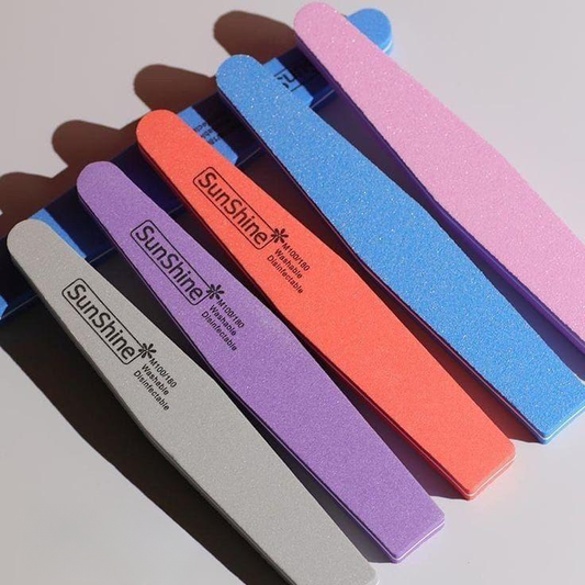 NP238 SunShine Professional Washable Nail Files - Dual Grit 100/180 Emery Boards for Acrylic & Natural Nails