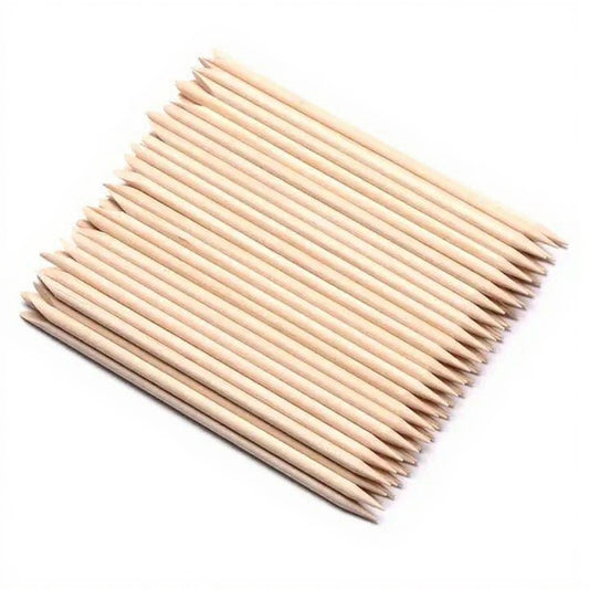 100 Pcs Wooden Cuticle Pushers & Remover Sticks for Manicure & Pedicure