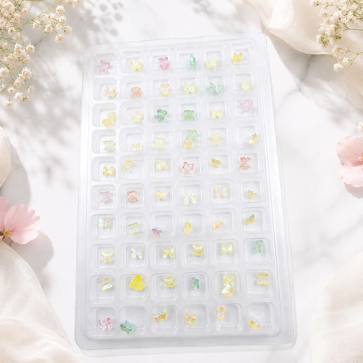 GV1083 3D Aurora Butterfly Nail Charms Set – Iridescent AB Resin Nail Art Decorations for Acrylic, Gel & DIY Manicure (60 Pcs Assorted Designs)