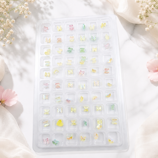 GV1083 3D Aurora Butterfly Nail Charms Set – Iridescent AB Resin Nail Art Decorations for Acrylic, Gel & DIY Manicure (60 Pcs Assorted Designs)