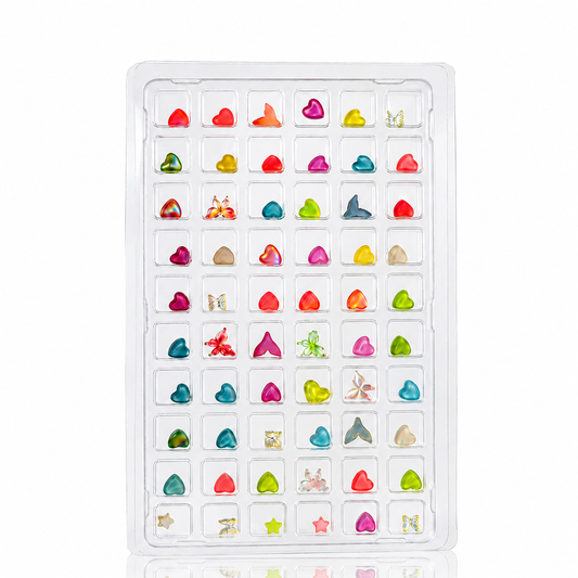 GV1087 Mixed 3D Nail Charms Set – Heart, Butterfly, Star & Mermaid Tail Resin Nail Art Decorations for Acrylic, Gel & DIY Manicure (60 Pcs Assorted Designs)