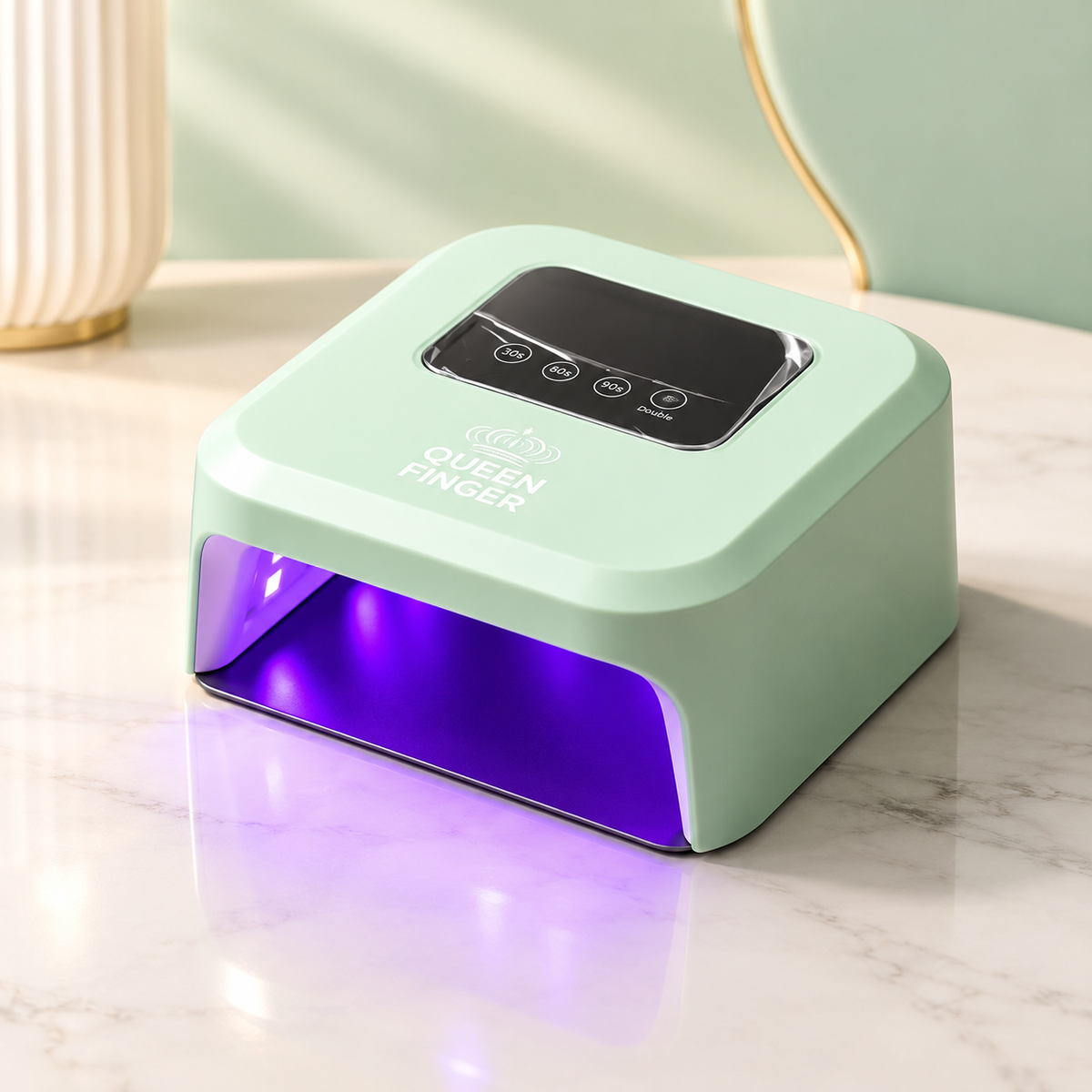 GV1209 QUEENFINGER 54W UV LED Nail Lamp (Model LM-18) – Professional Gel Nail Dryer Light with Power Adapter, User Manual, Touch Controls & Auto Sensor (Color May Vary)