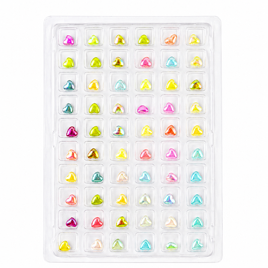 GV1088 3D Pastel Heart Nail Charms Set – Aurora Resin Heart Nail Art Decorations for Acrylic, Gel & DIY Manicure (60 Pcs Assorted Colors)