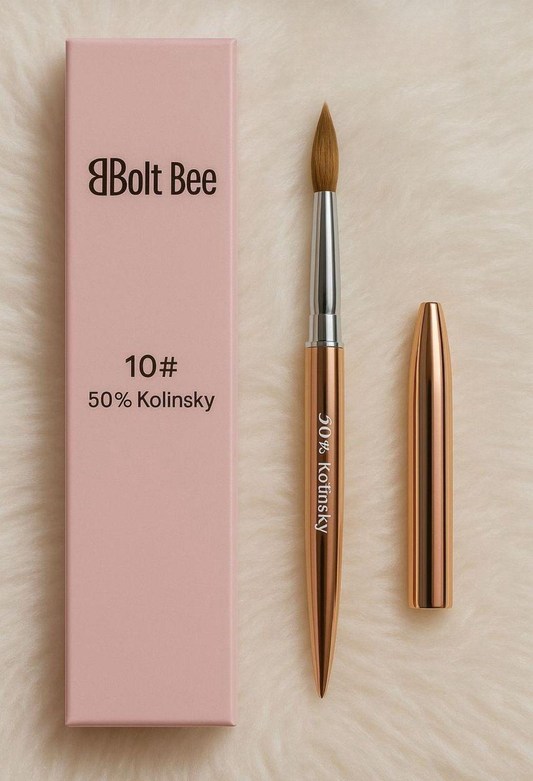 Bolt Bee Acrylic Brush #10 | 50% Kolinsky Sable Premium Rose Gold Brush