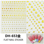 GV601 DH-653 5D Relief Nail Art Stickers – Hearts & Stars Embossed Design