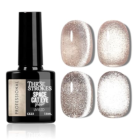 GV823 THR3E STROKES 9D Glitter Cat Eye Gel Magnetic Nail Polish Art Manicure DIY at Home Soak Off UV Gel 7.5ML (CE23, 7.5ML)