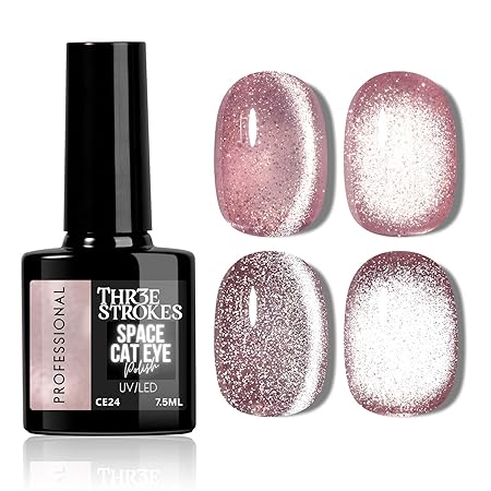 GV824 THR3E STROKES 9D Glitter Cat Eye Gel Magnetic Nail Polish Art Manicure DIY at Home Soak Off UV Gel 7.5ML (CE24, 7.5ML)