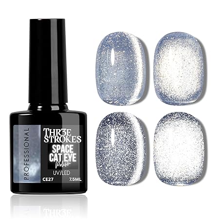 GV817 THR3E STROKES 9D Glitter Cat Eye Gel Magnetic Nail Polish Art Manicure DIY at Home Soak Off UV Gel 7.5ML