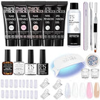 GV188 THR3E STROKES TOXIC FREE Poly Nail Gel Extension Kit for Builder Gel, UV Nail Art Kit, Nail Extension Set, Glue-Free Manicure and Pedicure Set (21 Items in Set) (THE OP KIT)