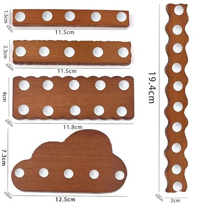 GV197 THR3E STROKES Sets Wooden Nail Display Stand - Tip Practice Stand With Magnetic Holder for DIY Nail Art and Manicure Tools (Gold and Silver) (dark brown)
