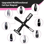 GV204 THR3E STROKES 5 in 1 Magnet for Cat Eye Gel Nail Polish, Multifunctional Magnetic Nail Tool, Upgraded Cross Cat Eye Magnet for Nail Designs 3D Cateye Nail Gel Strong Nail Art Magnet Home Salon  Color may Vary