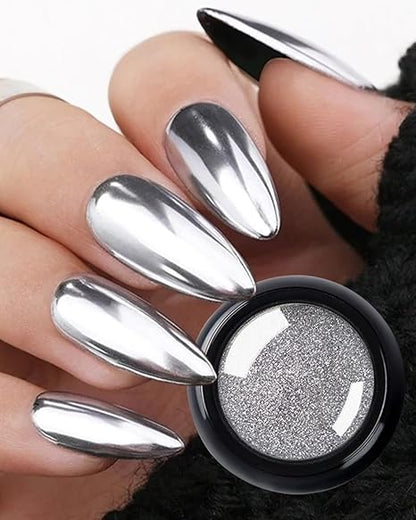 GV214 THR3E STROKES 3 Colors Chrome Nail Powder Set Reflective Glitter Metallic Mirror Effect for Nails Art Design 3D Holographic Silver Rose Gold Pigment Flash Light Crome Paillette Dust (RSG Powder) (Each 0.5gm)
