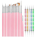 GV216 THR3E STROKES 20 pcs Nail Art Brushes, Nail Art Design Painting and Drawing UV Polish Brush Tool Kit, 15 pcs Nail Art Brushes Kit with 5 pcs Nail Dotting Pens, Multicolored 15 PCS BRUSH + 5PCS DOTTING TOOLS)