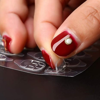GV225 THR3E STROKES 50 Sheets Double-Sided Nail Jelly Sticker Waterproof Breathable Glue Tabs Jelly Glue Adhesive Tabs Super Sticky Fake Nail Glue Stickers for Manicure(50 Sheets 1200 pcs, 6.2 cm)