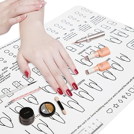 GV244 THR3E STROKES Silicone Training Mat for Perfect Acrylic Nail Application Non Slip, Reusable & Professional Nail Art Tool