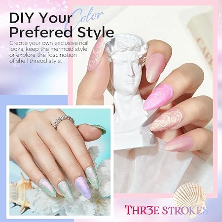 GV246 THR3E STROKES Gel Nail Polish 9D Cat Eye Gel Nail Polish, Magnetic Cat Eye Gel Polish Set, 7ml*6 with , Classic Colors Chameleon Magic Galaxy Effect Soak off Nail Art, Sparkle Stunning Gel Polish Gift for Women (PEARL P85, 7.5ml)