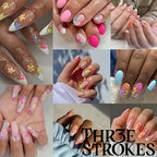 GV257 THR3E STROKES 30 Sheets Flowers Nail Art Stickers Decals 3D Self-Adhesive Colorful Flower Rose Daisy Cherry Blossoms Nail Stickers Design Flowers Nail Art Supplies Charms for Nail Art Tips (D19)