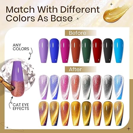 Silver & Gold 9D Cat Eye Magnetic Gel Polish