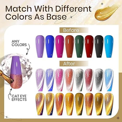 Silver & Gold 9D Cat Eye Magnetic Gel Polish