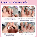 GV263 THR3E STROKES Nail Art Kit, Nail Art Rhinestone, Double Ended Nail Tweezers, Versatile Crystal Gems for Design, Makeup, DIY Crafts, Clothing and Phone Embellishments(24 Grids, Colored Diamonds)