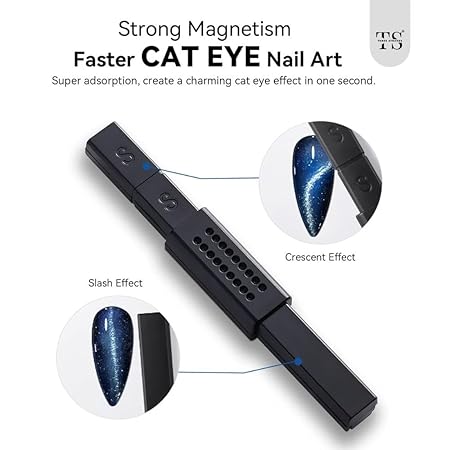 GV266 THR3E STROKES Cat Eye Magnetic Nail Art Set, 9 Pieces, Double-Ended Magnet Tools with Square and Round Tips